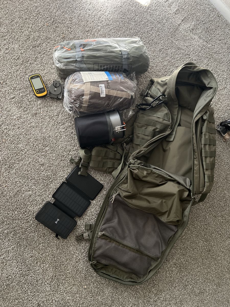 Camping & Backpacking Gear Bundle with Tactical Backpack, GPS, and Tent  it