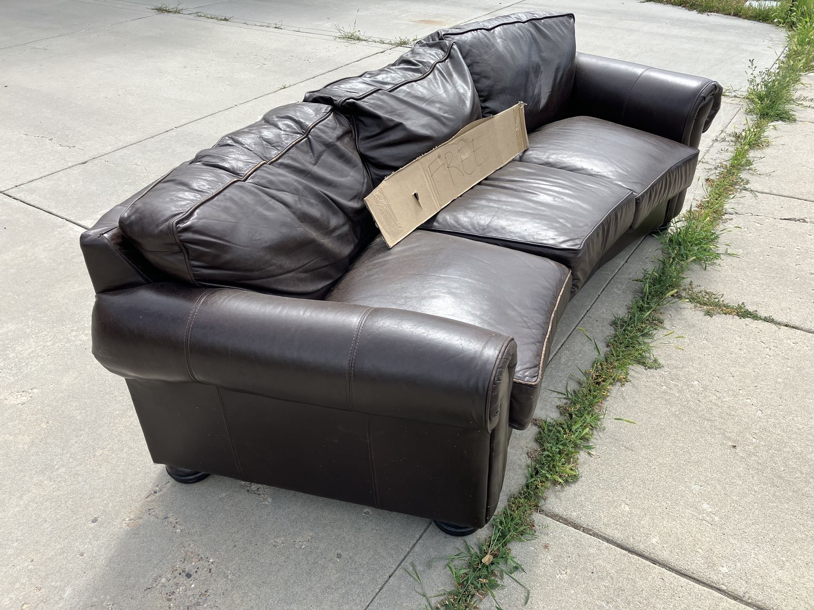 FREE CRESCENT LEATHER COUCH
