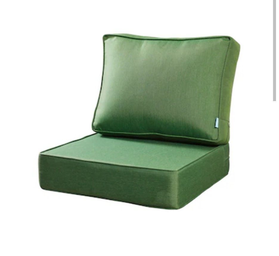 SET OF 2 OUTDOOR PATIO CUSHIONS, INVISIBLE GREEN, FOR 2 CHAIRS