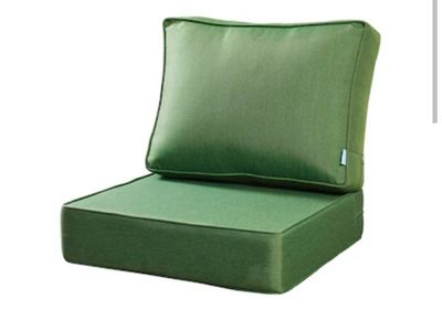 SET OF 2 OUTDOOR PATIO CUSHIONS, INVISIBLE GREEN, FOR 2 CHAIRS