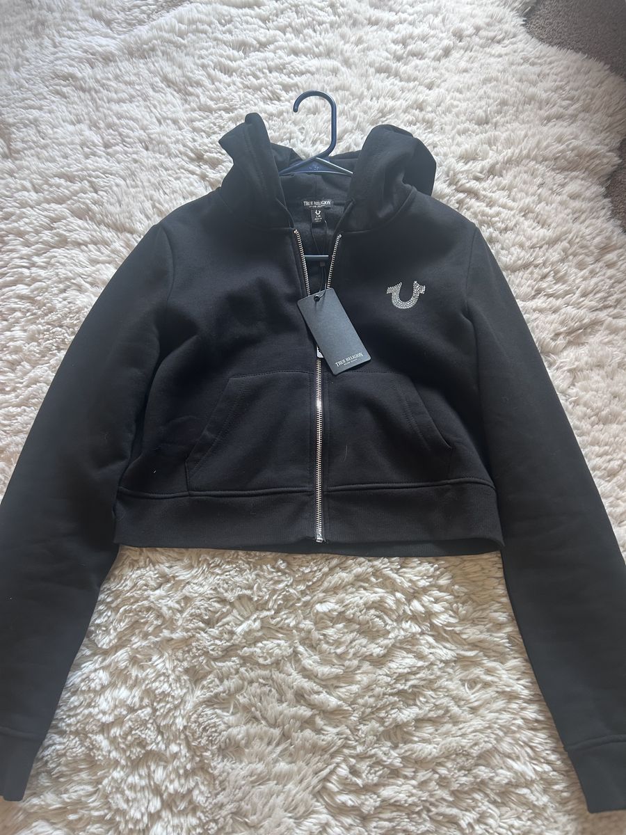 Crystal Wing Shrunken Zip Hoodie True Reglion