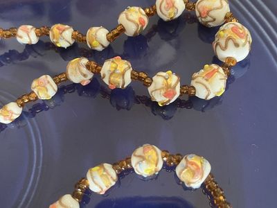 Two Matching 1950's White Italian Glass Beaded Necklaces