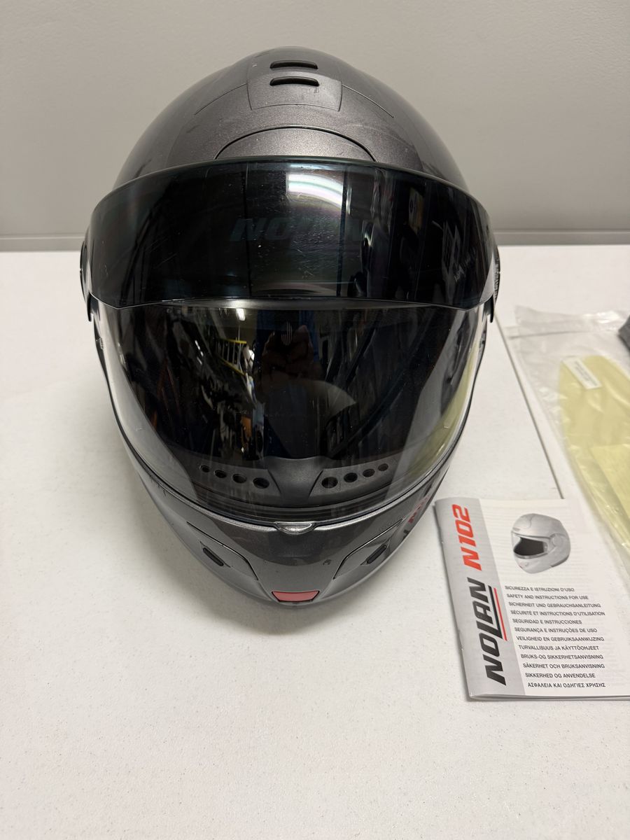 Nolan N102 Modular Motorcycle Helmet Gray with Visor and Manual