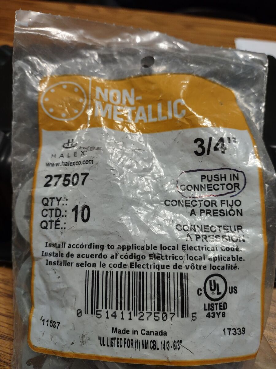 NON-METALLIC 3/4 INCH PUSH-IN CONNECTORS