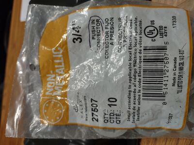 NON-METALLIC 3/4 INCH PUSH-IN CONNECTORS