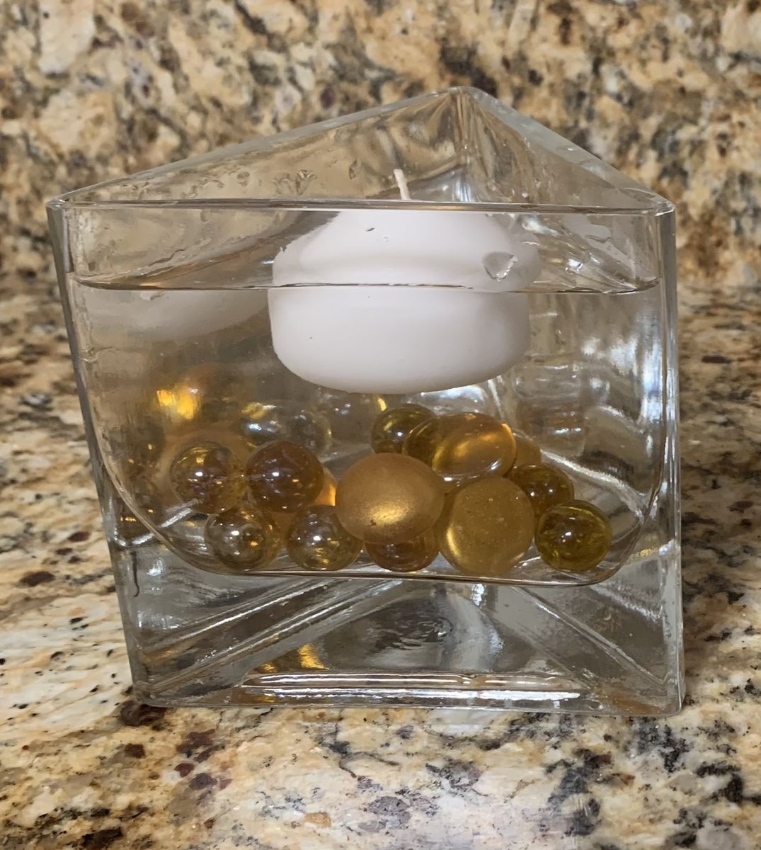 4” Glass Encased Triangle Candleholder/Vase