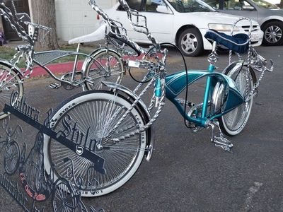 Custom Built Lowrider Cruiser Bike - Chrome & Gold Accents, White Wall Tires