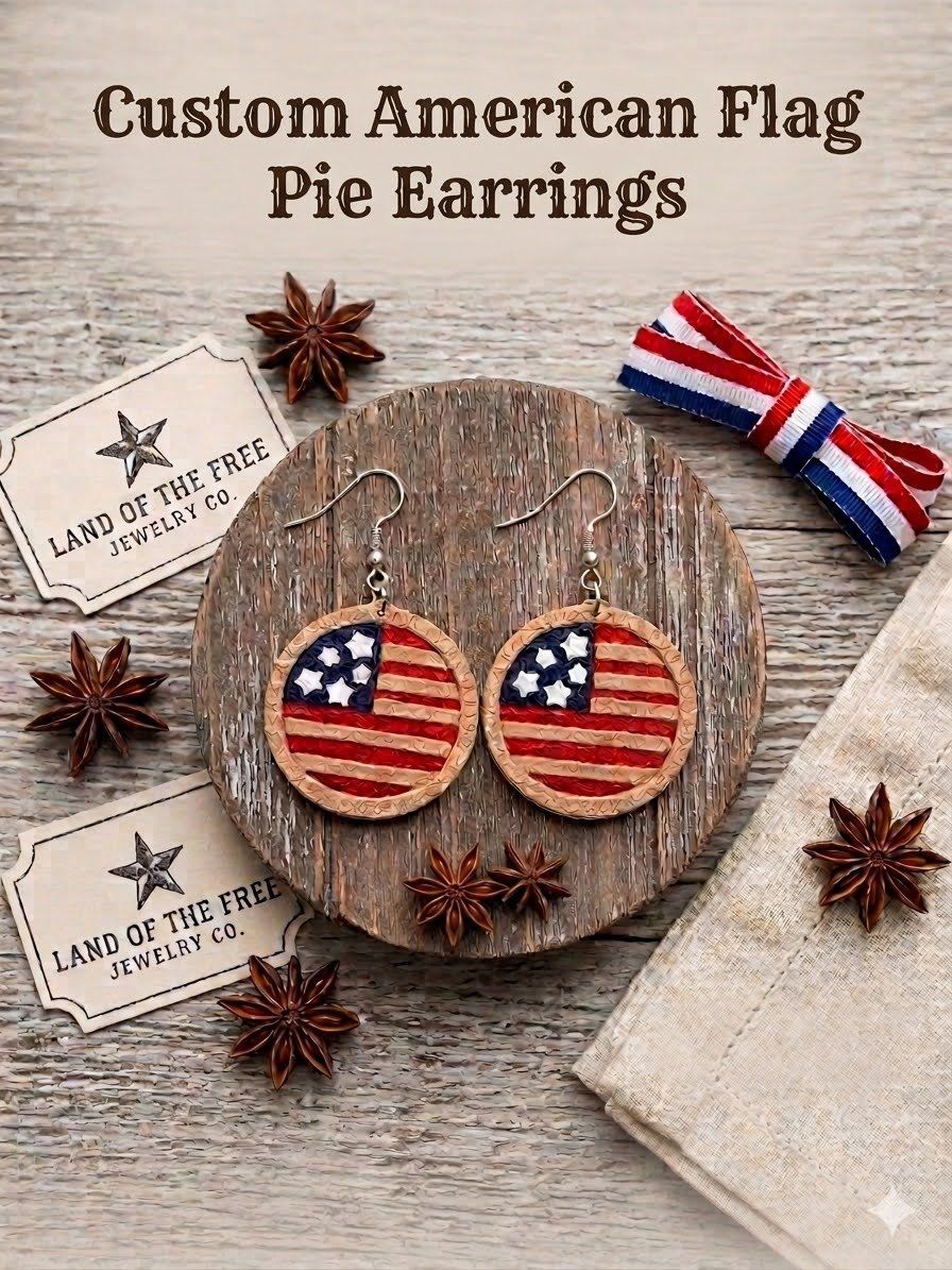 Land of the Free Jewelry Co. Custom American Flag Pie Dangle Earrings