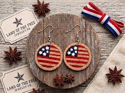 Land of the Free Jewelry Co. Custom American Flag Pie Dangle Earrings