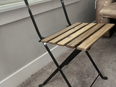 IKEA TÄRNÖ chair outdoor foldable black/light brown stained/Klösan dark blue