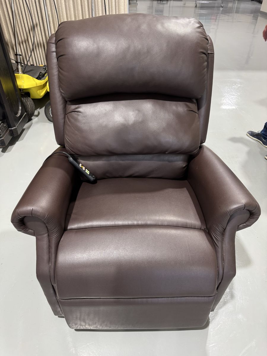 Brown Faux Leather Power Lift Recliner Chair with Remote Control