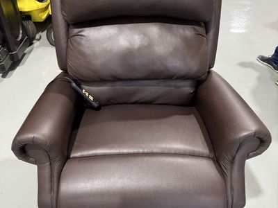 Brown Faux Leather Power Lift Recliner Chair with Remote Control