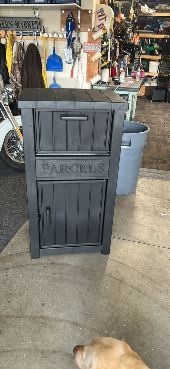 Black Outdoor Parcel Drop Box Weatherproof Package Delivery Box with Secure Storage