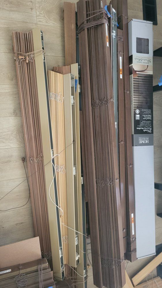 Home Collections 59x64 Inch Corded Faux Wood Blinds - Brown & Tan Shades