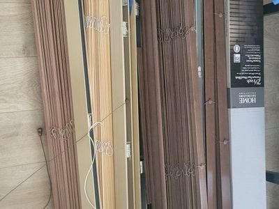 Home Collections 59x64 Inch Corded Faux Wood Blinds - Brown & Tan Shades