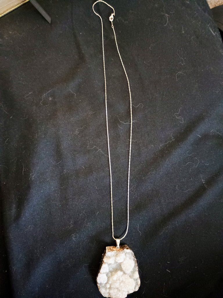 Geode Druzy Crystal Pendant Necklace