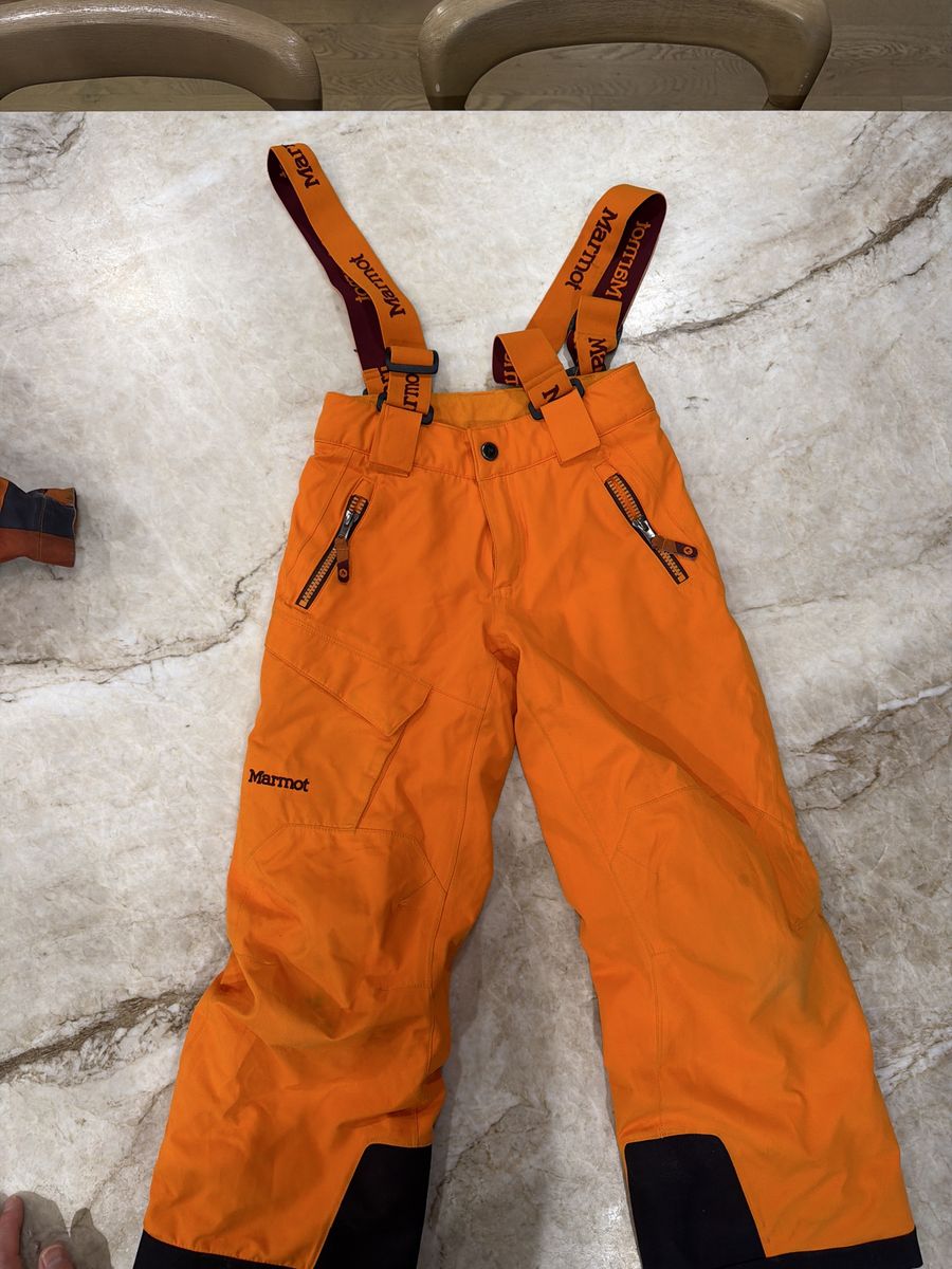 Marmot Kid's Orange Ski Jacket & Bib Pants Set S/P - Winter Outerwear