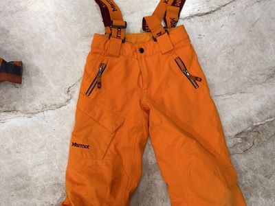 Marmot Kid's Orange Ski Jacket & Bib Pants Set S/P - Winter Outerwear