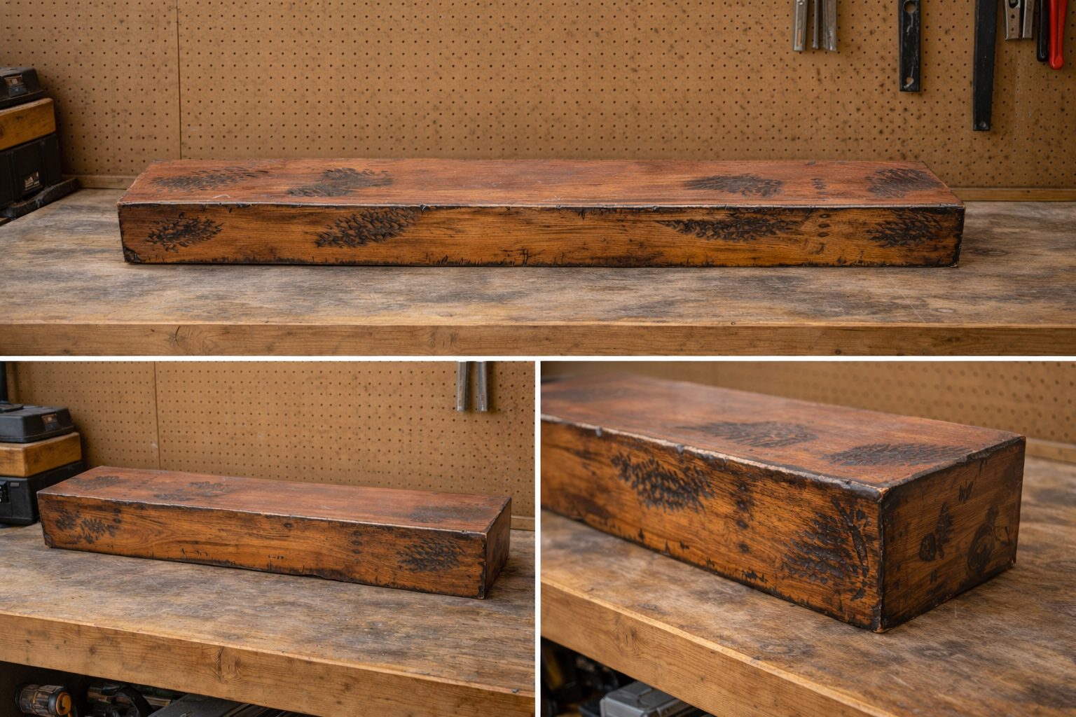 Handcrafted Rustic Wood Mantel – Floating Beam + Mounting Block (Easy Install)