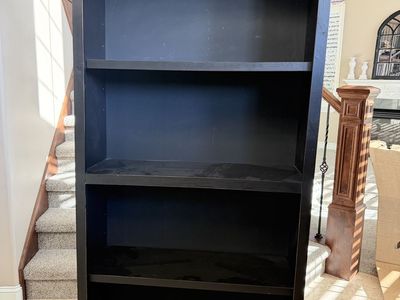 Black Wooden Arch Top Bookcase with Adjustable Shelves - Classic Home Office Furniture