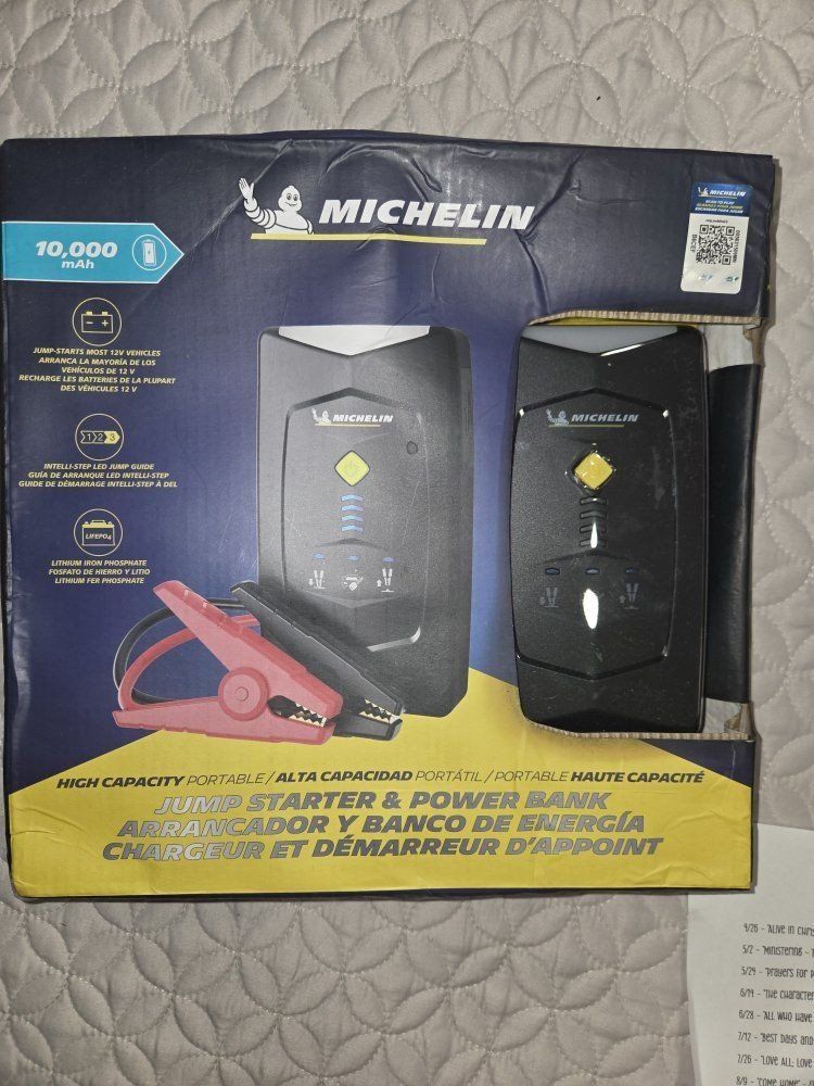 Michelin 10,000 mAh High Capacity Portable Jump Starter & Power Bank - For 12V Vehicles