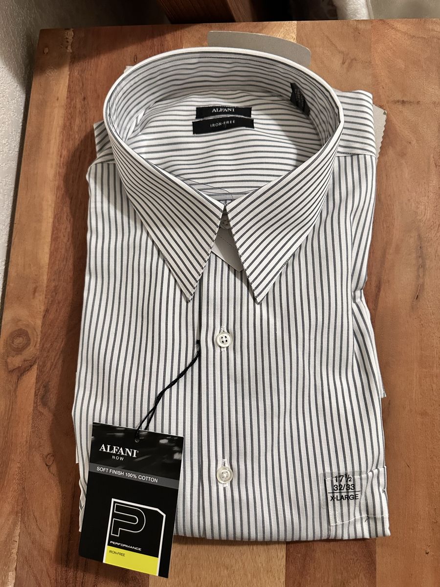 New Mens Alfani Striped Dress Shirt