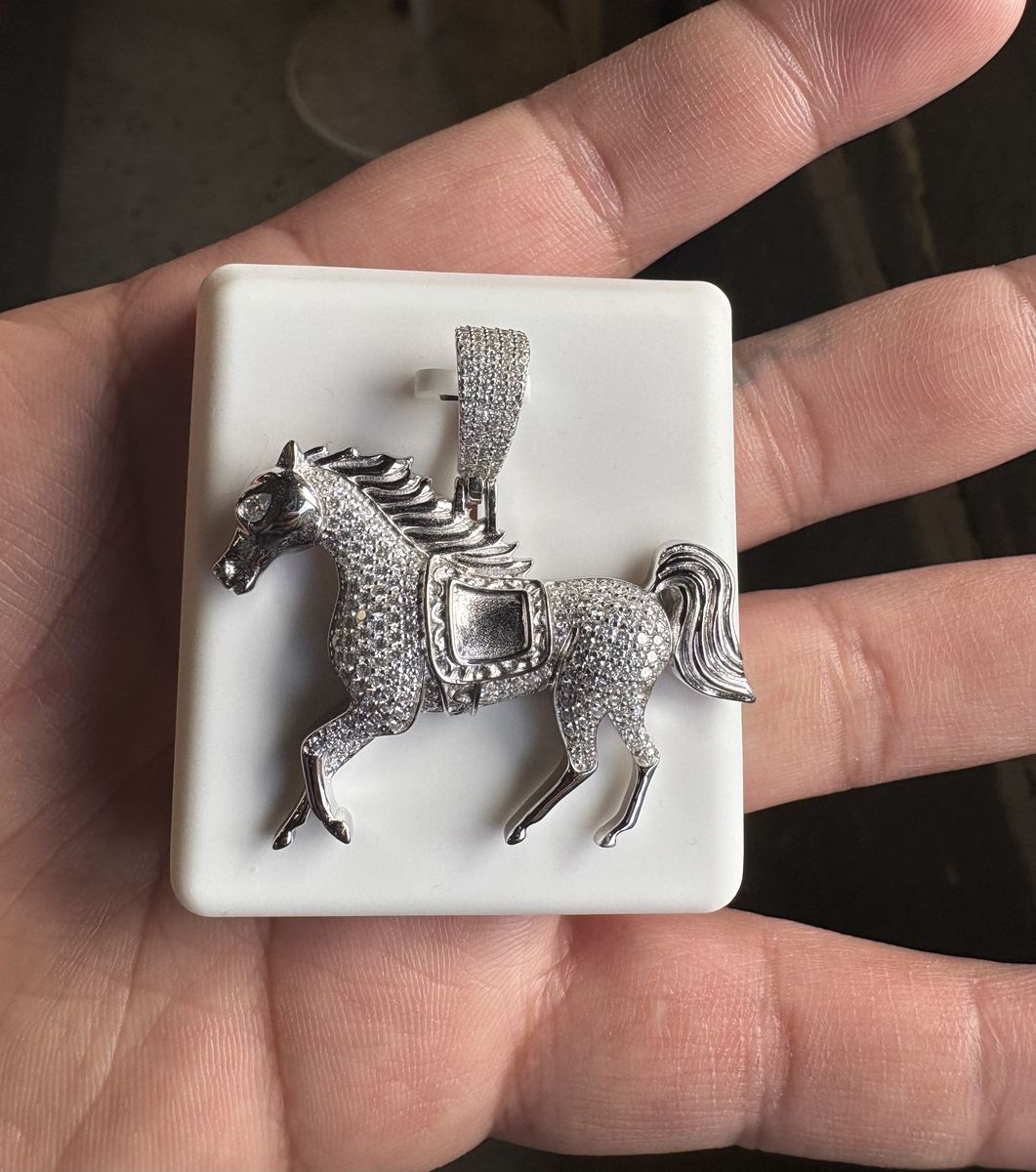 925 Silver Race Horse Pendant