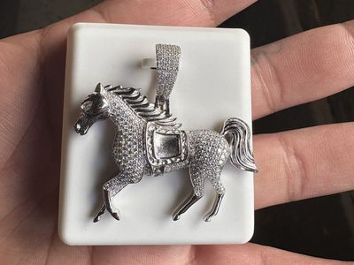 925 Silver Race Horse Pendant