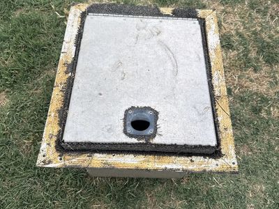 Weathered Fishing/Boat Compartment Hatch - Aluminum Access Lid with Drain Hole