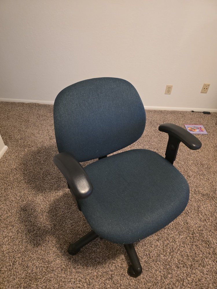 Office Desk Chair - Adjustable Swivel Task Chair with Arms, Blue Fabric
