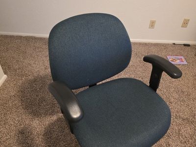 Office Desk Chair - Adjustable Swivel Task Chair with Arms, Blue Fabric