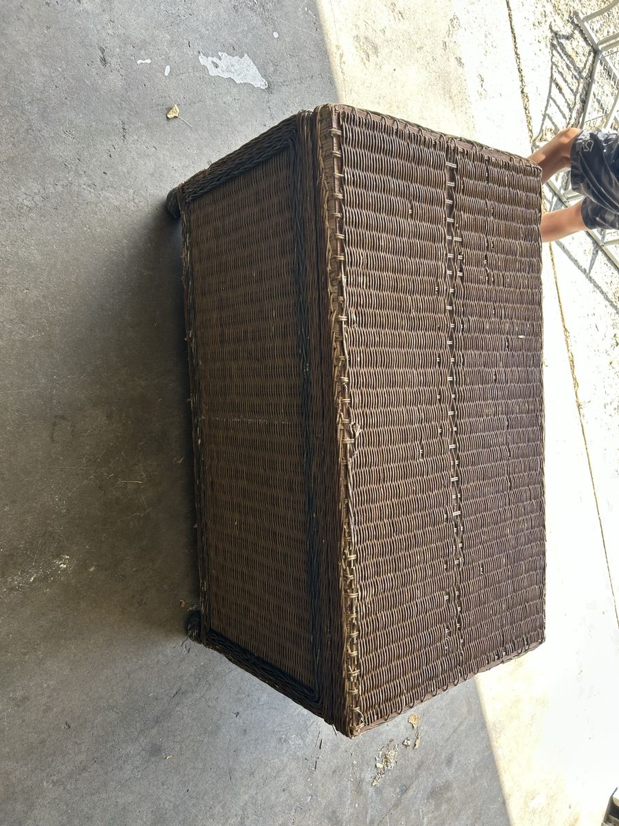 Dark Brown Wicker Storage Box / Patio Container