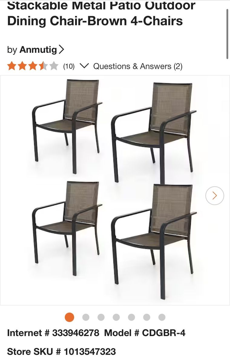 NEW 4 Stackable Patio Chairs
