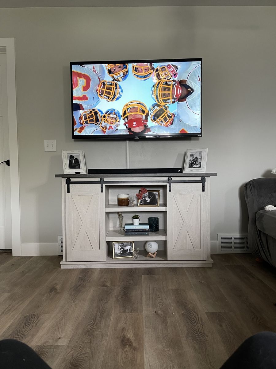 Farmhouse Sliding Barn Door TV Stand Credenza Entertainment Center