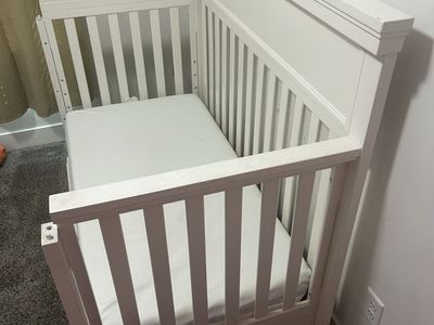 MDB Convertible Crib and Toddler Bed in White with Under Drawer