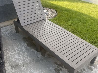 Adjustable Outdoor Patio Lounge Chair - Gray Slat Sun Lounger