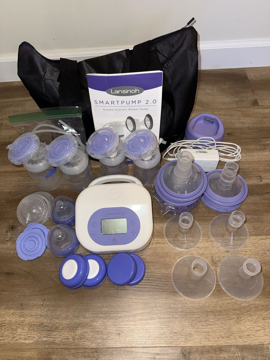 Lansinoh Smartpump 2.0 Double Electric Breast Pump Bundle - With Bag & Accessories