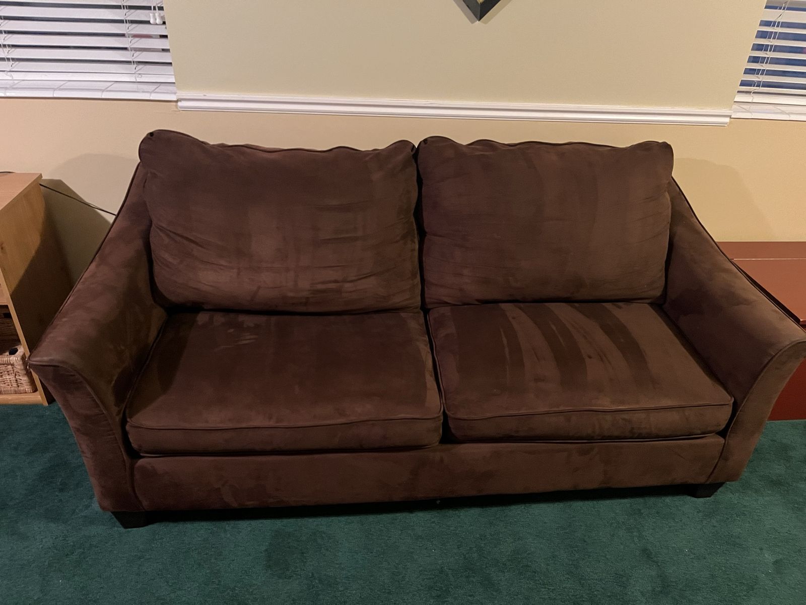 Brown Sued Sofa Couch - Comfortable 2-Seater Sofa