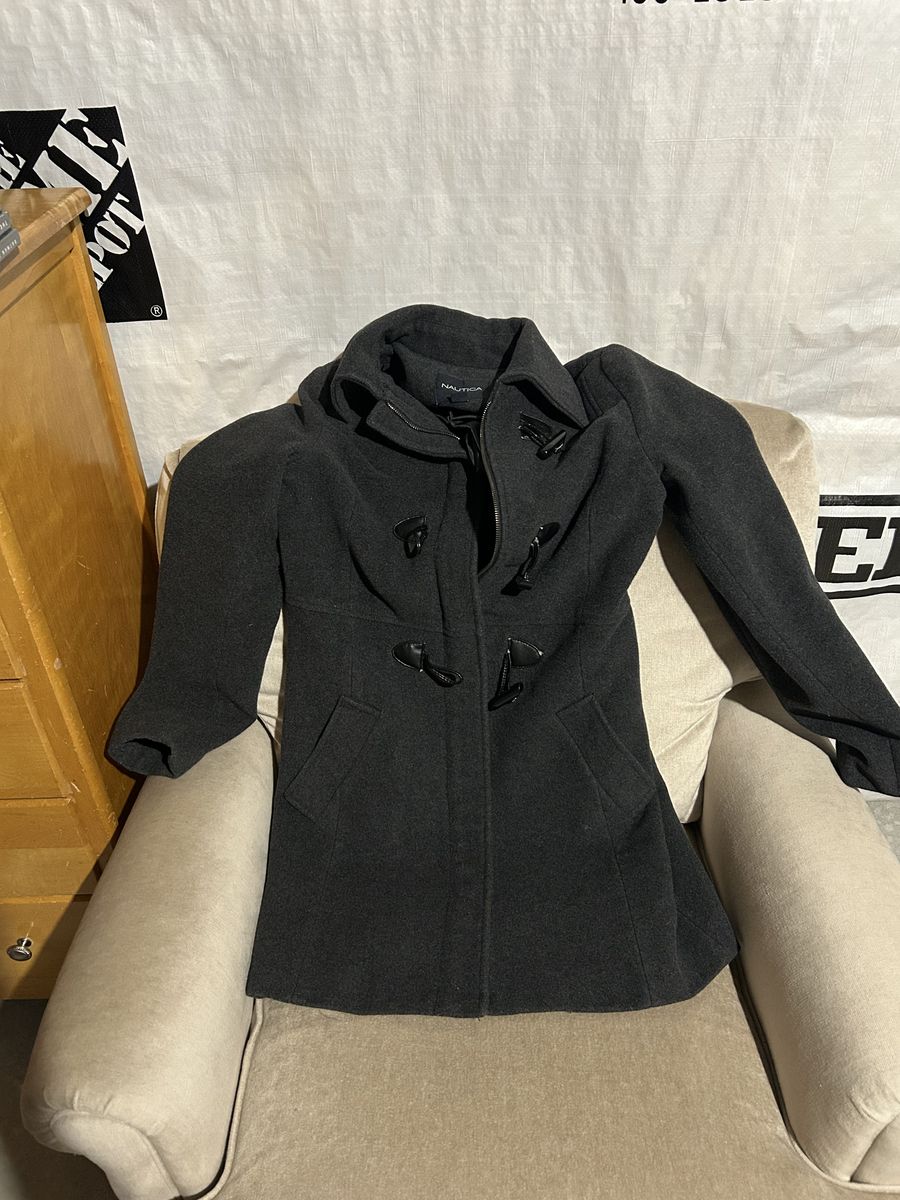Women’s Nautica Charcoal-Gray wool-blend Toggle coat Medium