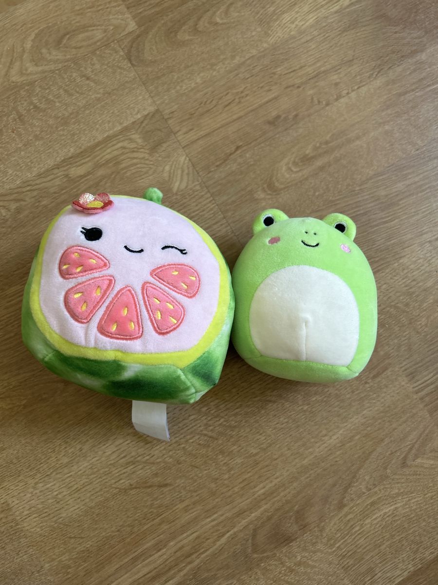 Squishmallows Plush Lot of 2 Green Frog & Pink Grapefruit Fruit 5–6”