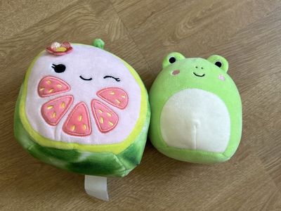 Squishmallows Plush Lot of 2 Green Frog & Pink Grapefruit Fruit 5–6”