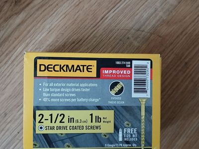 NEW Deckmate 2-1/2" Tan Star Drive Exterior Wood Deck Screws - 1 lb. Box