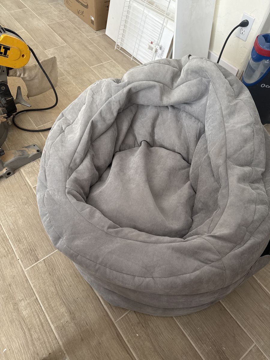Cozy Gray Corduroy Bean Bag Chair - Comfortable Seating