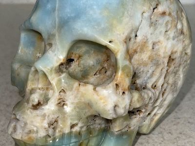 NEW Crystal 5" Skeleton SKULL Natural Druzy Amazonite Turquoise Stone Home Decor Decoration Figurine Statue Collectible