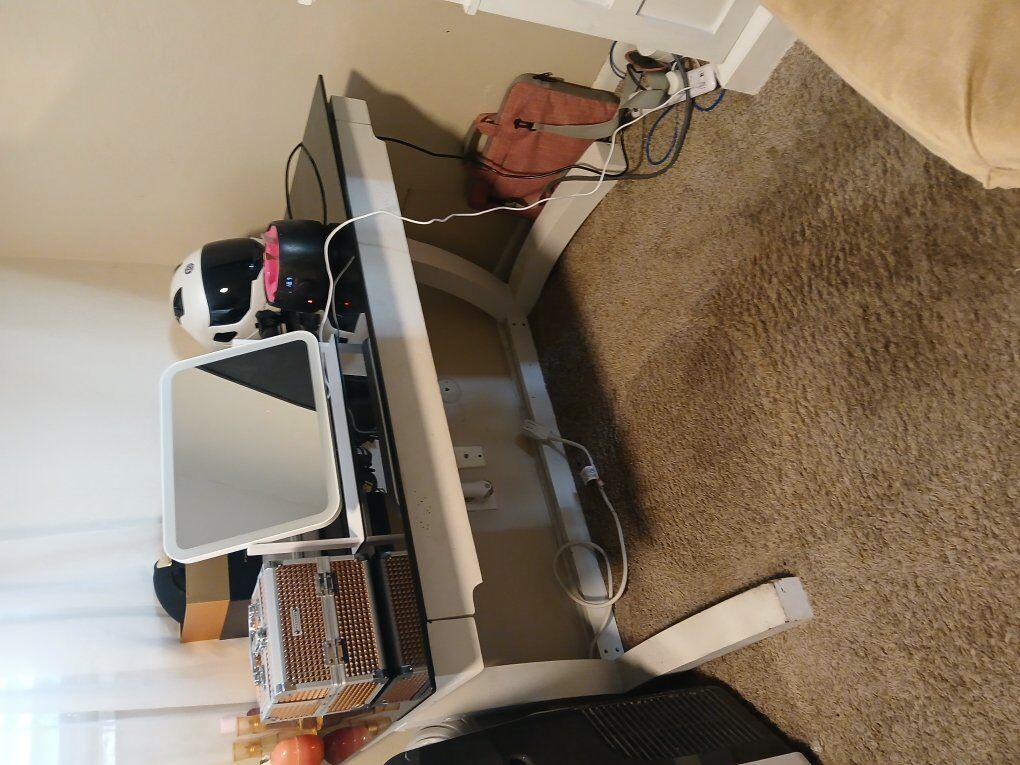 Wood glass top office desk