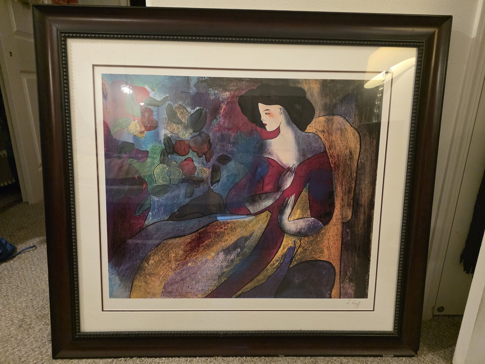 Beautiful Framed Linda Le Kinff "Annabella" Seriolithograph – Large Wall Art