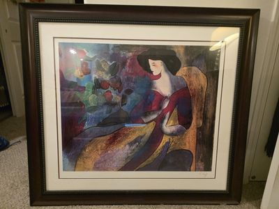 Beautiful Framed Linda Le Kinff "Annabella" Seriolithograph – Large Wall Art