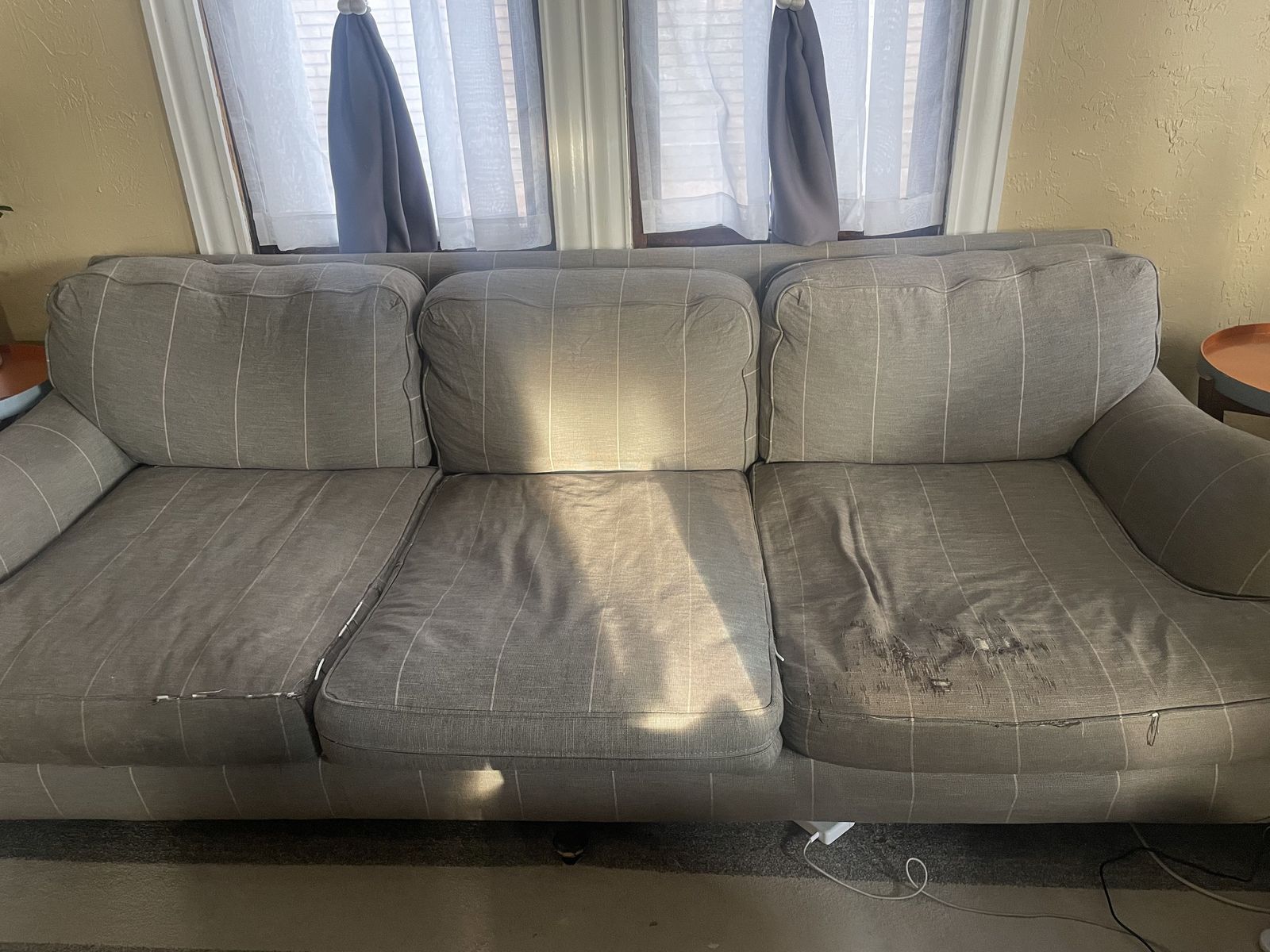 Down stuffed sofa and loveseat