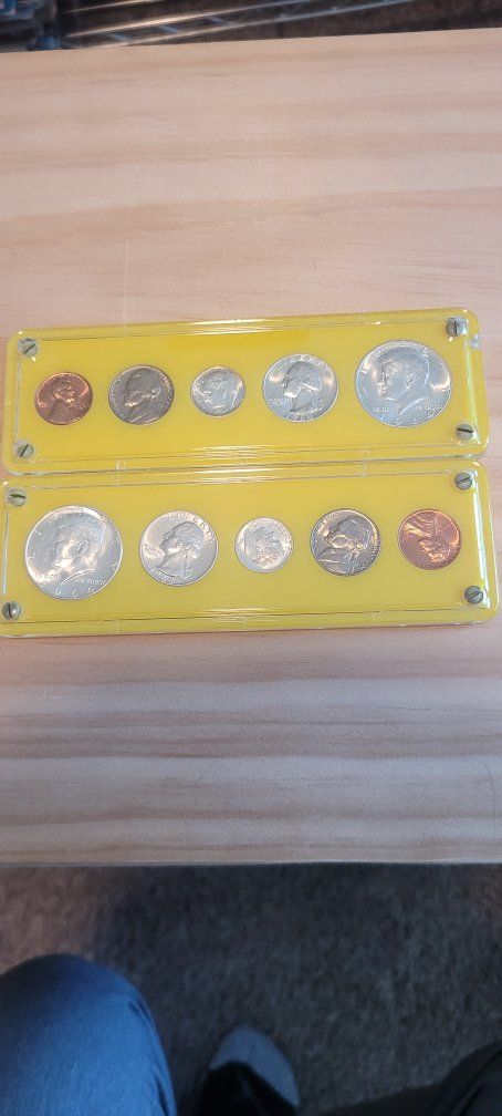 US Mint 1964 Uncirculated Coin Set (2 Sets, 10 Coins Total) - Penny, Nickel, Dime, Quarter, Half Dollar