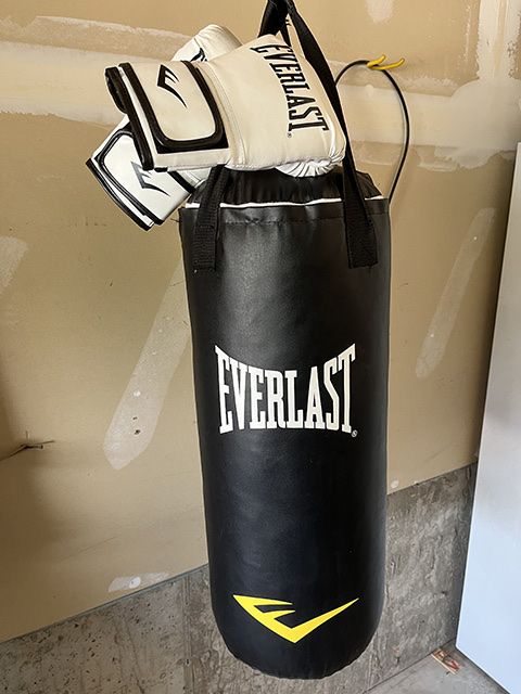 Everlast Heavy Bag Boxing Kit - Black 40lb Heavy Bag with White S/M Core Training Gloves